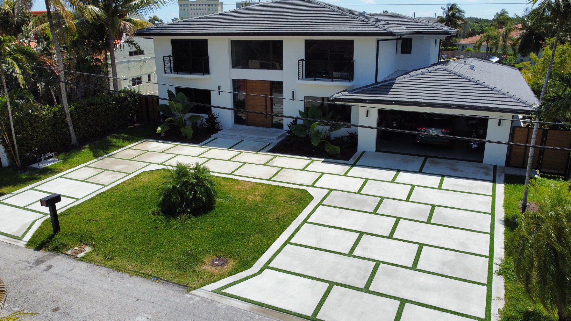 driveway turf strips concrete and artificial grass installation driveway turf strips lines
Artificial grass integrated with concrete outdoor design