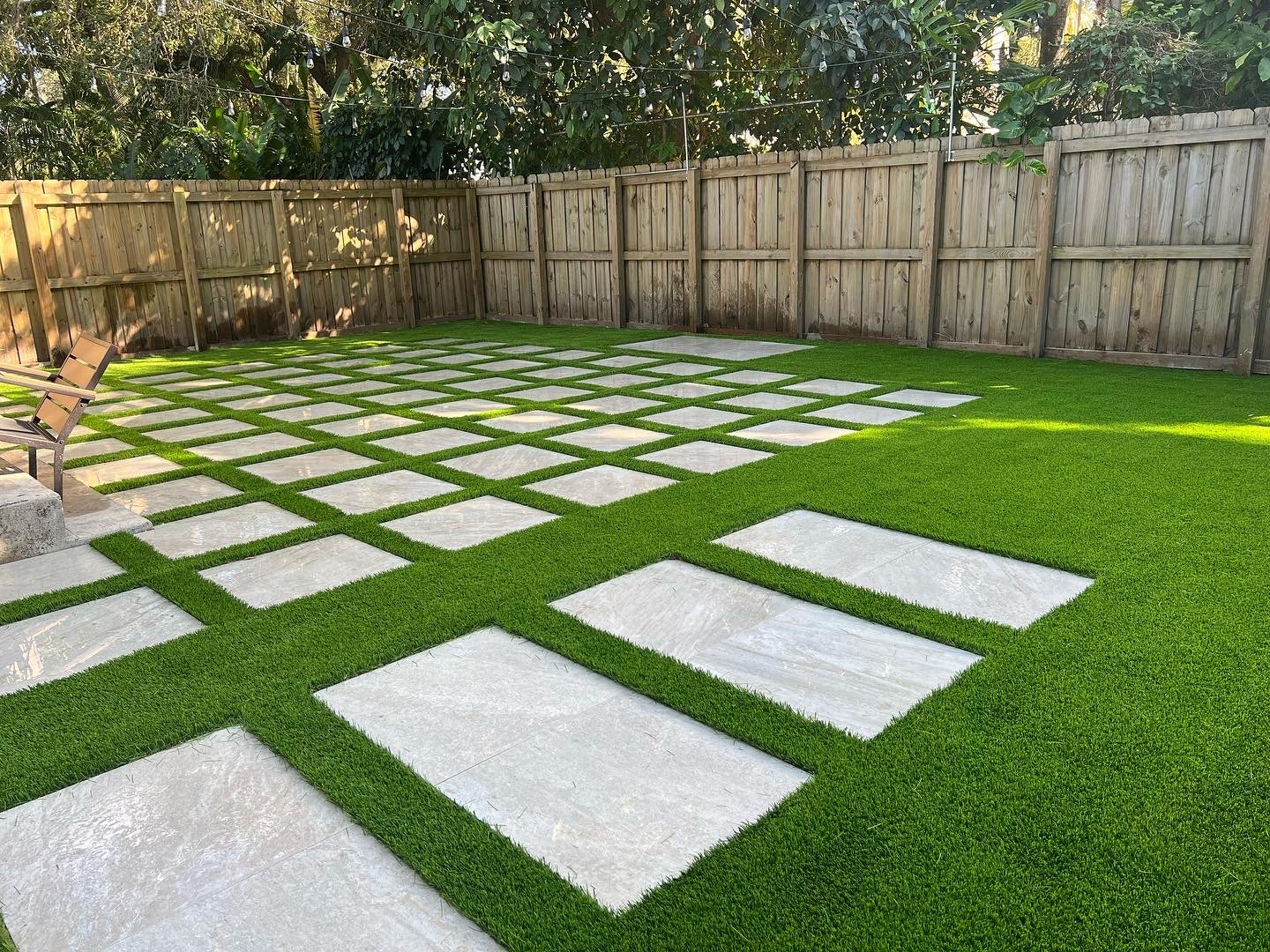 Artificial grass walkway installation