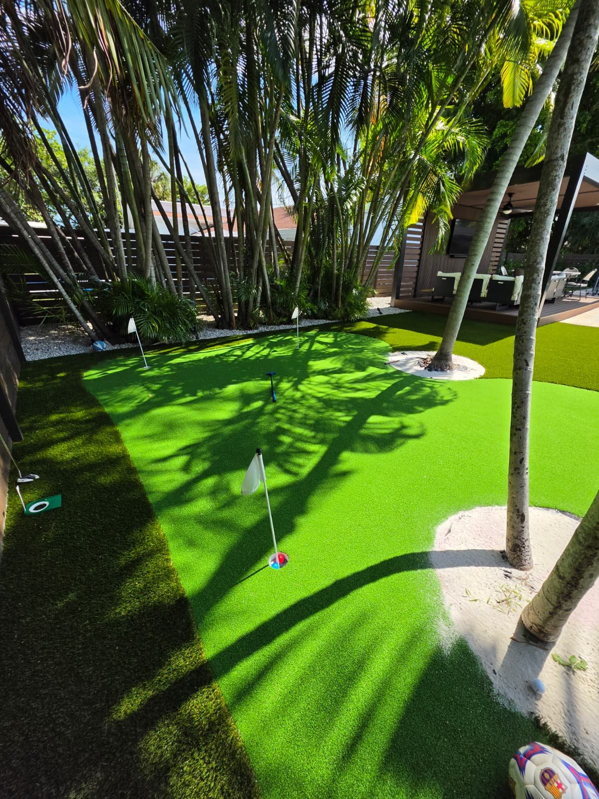 Putting Green Project Artificial grass putting green installation