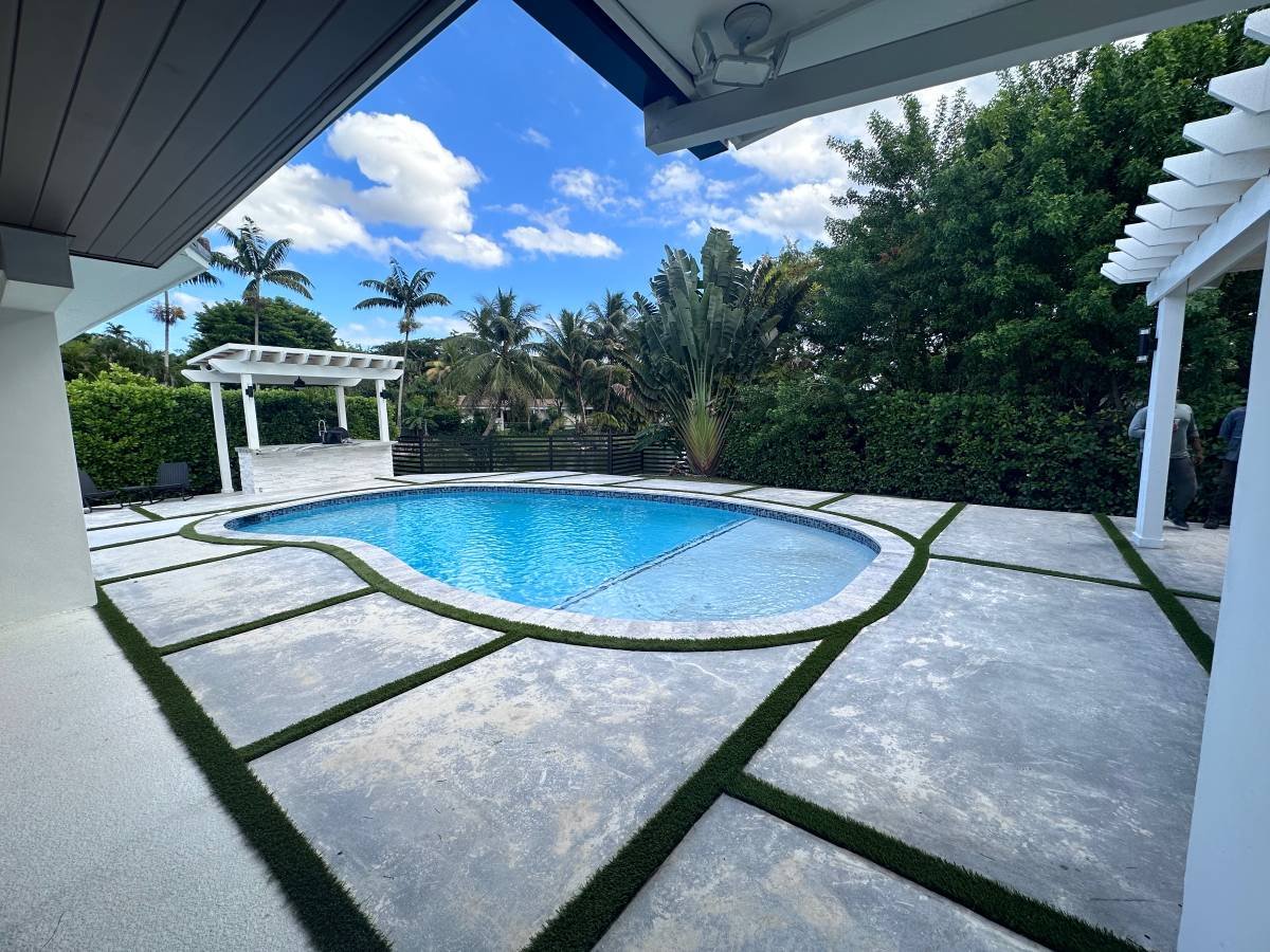 pool concrete deck turf strips pool concrete deck turf strips concrete squares outdoor pool design